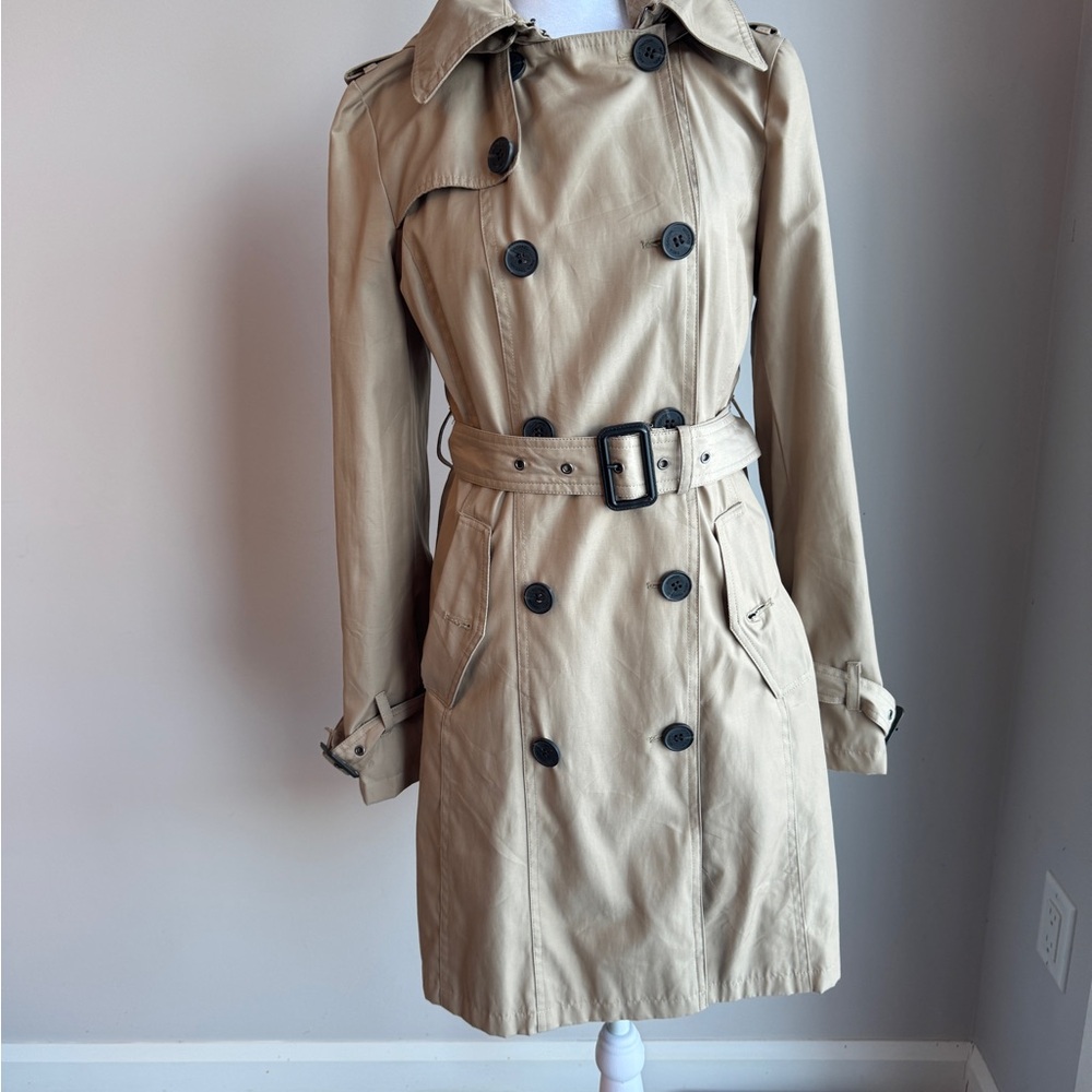 Michael Kors Beige Trench Coat with Black Buttons